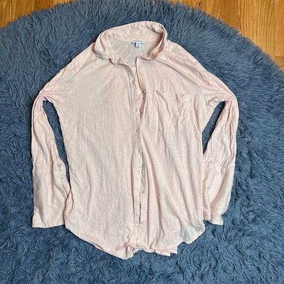 Cuyana Peach Pink Pajama Top Button Front Size S M - Picture 1 of 7